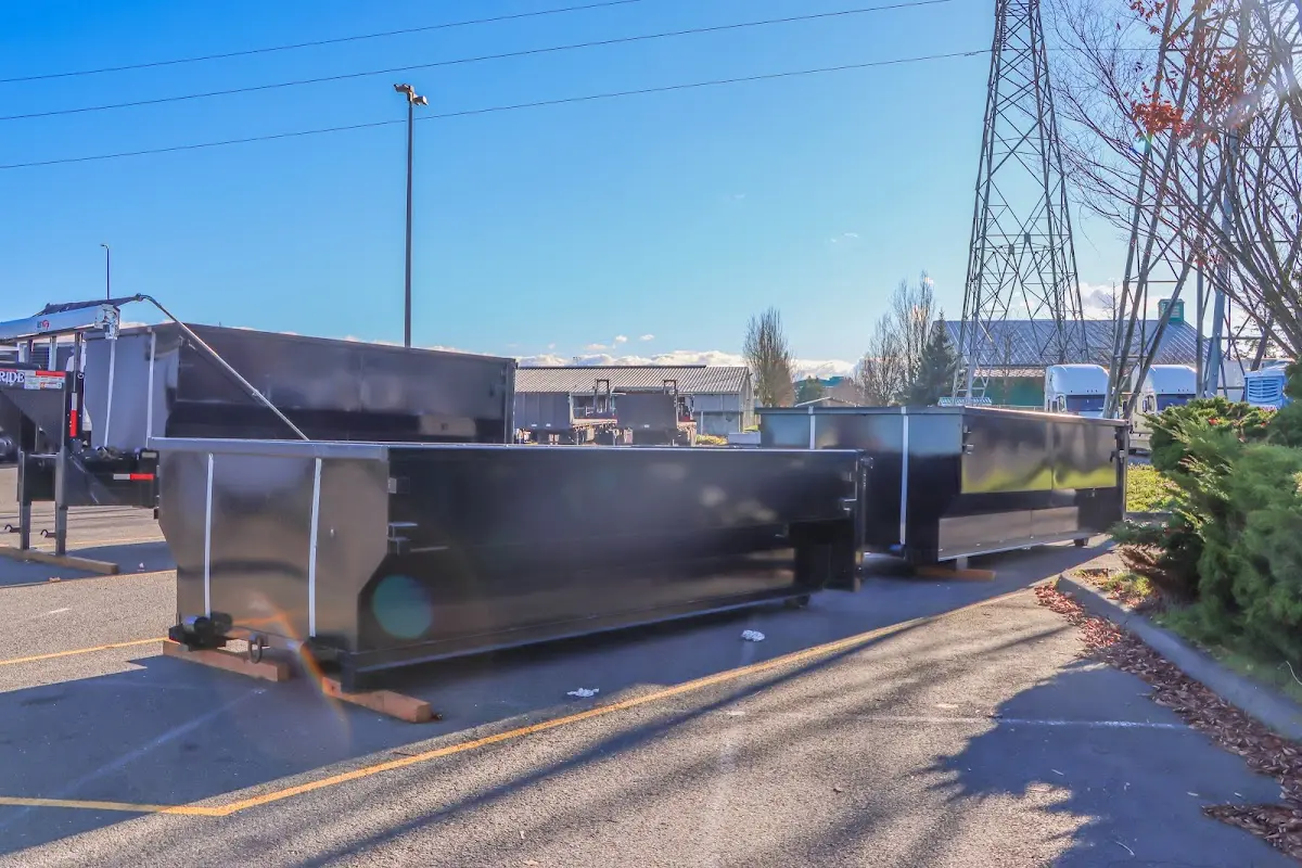 Roll-off dumpster ready for waste disposal at job site for 20 Yard Dumpster Rental in Florham Park